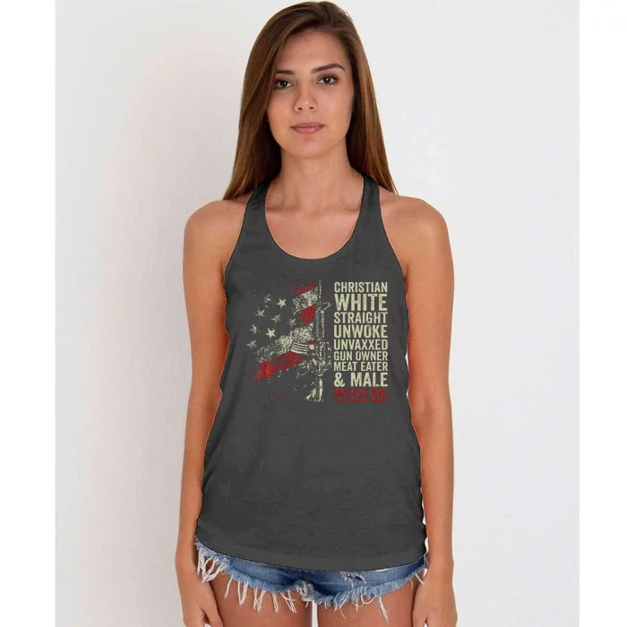 Christian White Straight Unwoke Unvaxxed Gun Owner Women's Knotted Racerback Tank