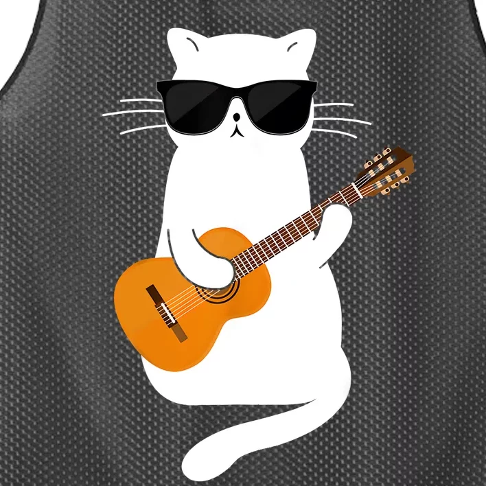 Cat Wearing Sunglasses Playing Guitar Guitarist Mesh Reversible Basketball Jersey Tank