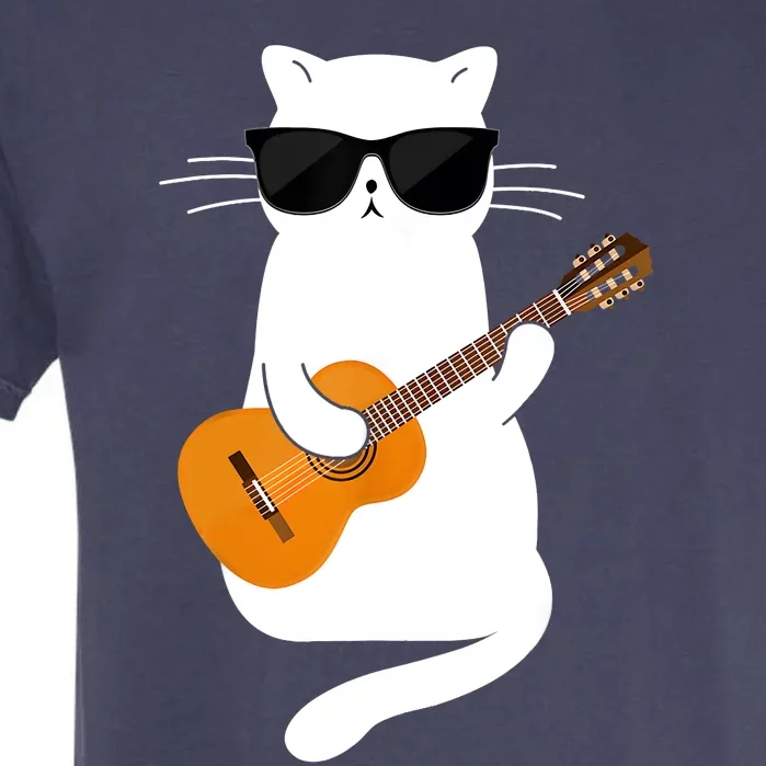 Cat Wearing Sunglasses Playing Guitar Guitarist Garment-Dyed Heavyweight T-Shirt