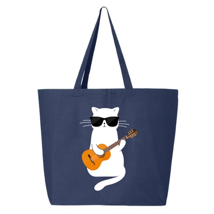 Cat Wearing Sunglasses Playing Guitar Guitarist 25L Jumbo Tote