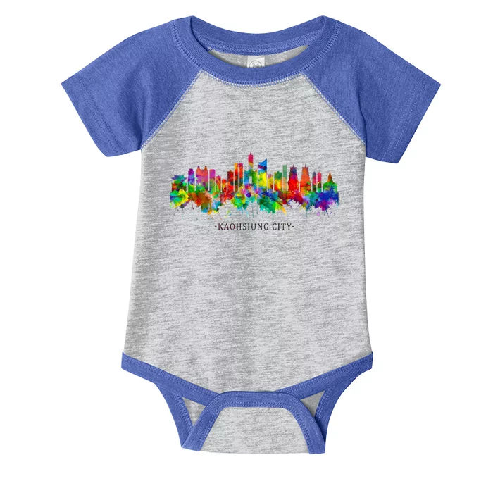 City Watercolor Skyline Home State Souvenir Kaohsiung Taiwan Meaningful Gift Infant Baby Jersey Bodysuit