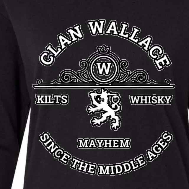 Clan Wallace Scottish Kilt Highland Games Womens Cotton Relaxed Long Sleeve T-Shirt