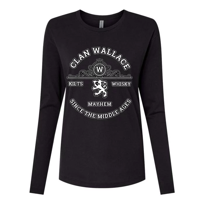 Clan Wallace Scottish Kilt Highland Games Womens Cotton Relaxed Long Sleeve T-Shirt