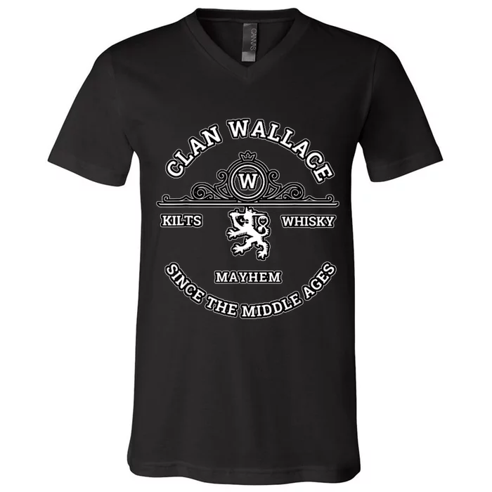 Clan Wallace Scottish Kilt Highland Games V-Neck T-Shirt