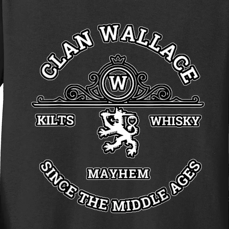 Clan Wallace Scottish Kilt Highland Games Kids Long Sleeve Shirt