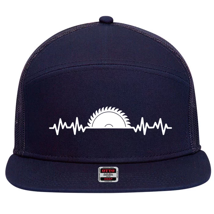 Carpenter Woodworking Saw Heartbeat 7 Panel Mesh Trucker Snapback Hat