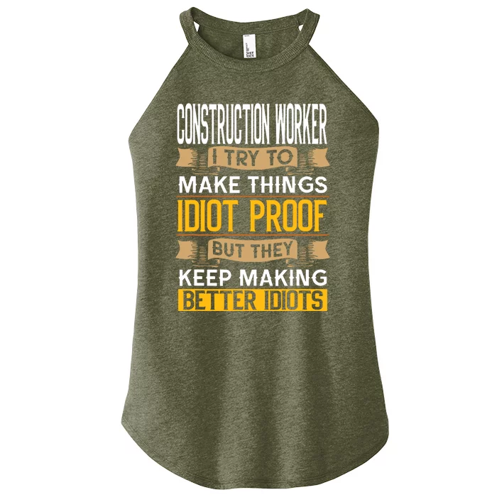 Construction Worker Sarcastic Graphic Funny Laborer Women’s Perfect Tri Rocker Tank