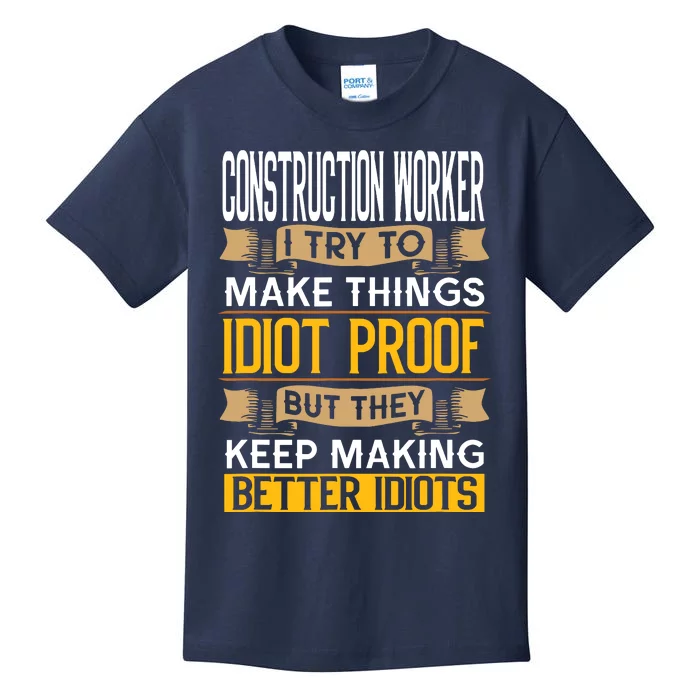 Construction Worker Sarcastic Graphic Funny Laborer Kids T-Shirt