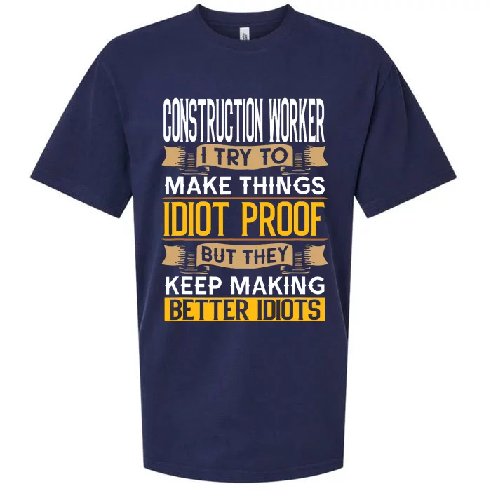 Construction Worker Sarcastic Graphic Funny Laborer Sueded Cloud Jersey T-Shirt