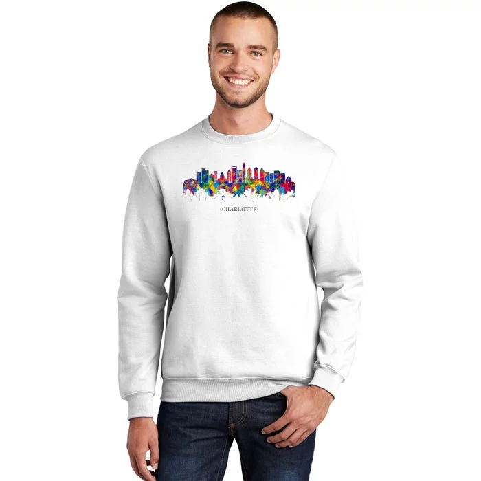 City Watercolor Skyline Home State Souvenir Charlotte NC Sweatshirt