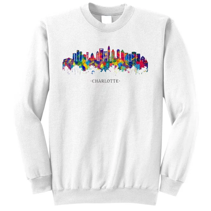 City Watercolor Skyline Home State Souvenir Charlotte NC Sweatshirt