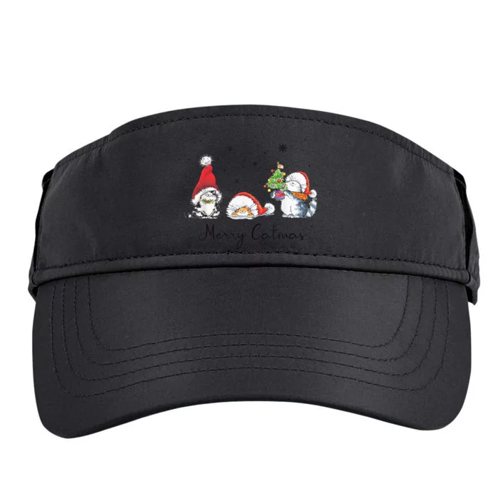 Cats With Santa Hat Merry Catmas Cat Lover Christmas Gift Adult Drive Performance Visor