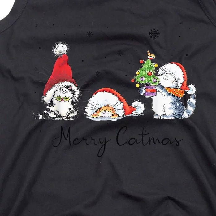 Cats With Santa Hat Merry Catmas Cat Lover Christmas Gift Tank Top