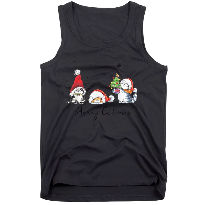 Cats With Santa Hat Merry Catmas Cat Lover Christmas Gift Tank Top