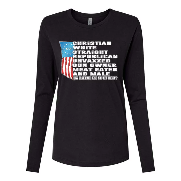 Christian White Straight Republican Unvaxxed Gun Owner Womens Cotton Relaxed Long Sleeve T-Shirt