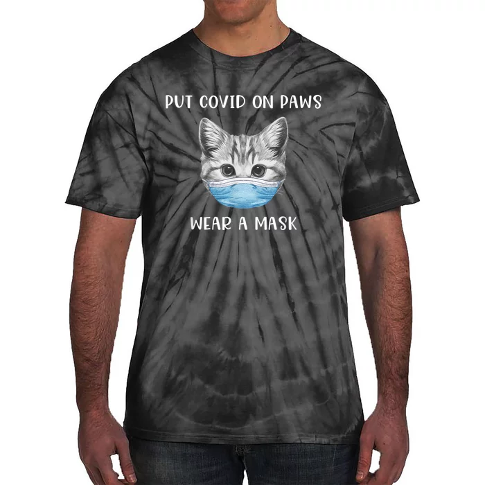 Cat Wearing Surgical Face Mask Promask Quarantine Kitty Tie-Dye T-Shirt