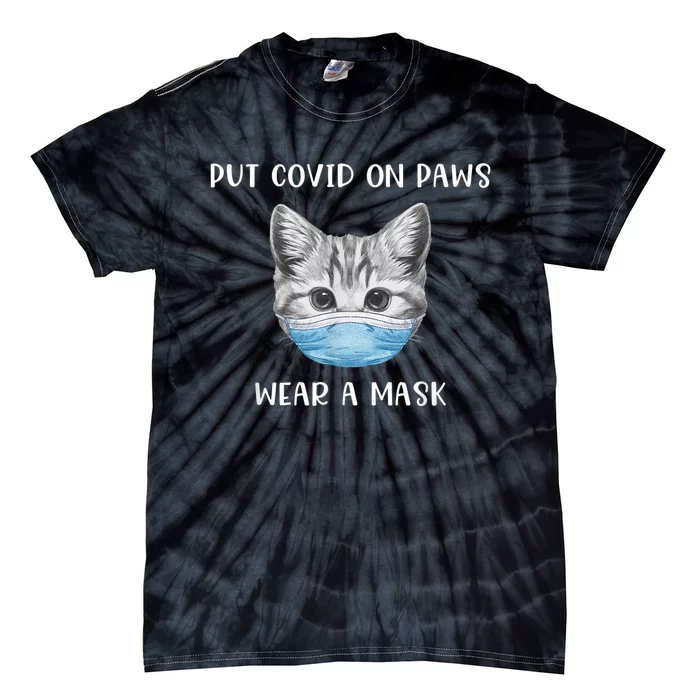 Cat Wearing Surgical Face Mask Promask Quarantine Kitty Tie-Dye T-Shirt