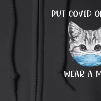 Cat Wearing Surgical Face Mask Promask Quarantine Kitty Full Zip Hoodie