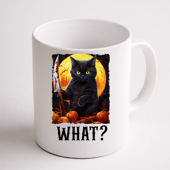 Cat What Starry Night Black Cat With Knife Halloween Costume Meaningful Gift Front & Back Coffee Mug