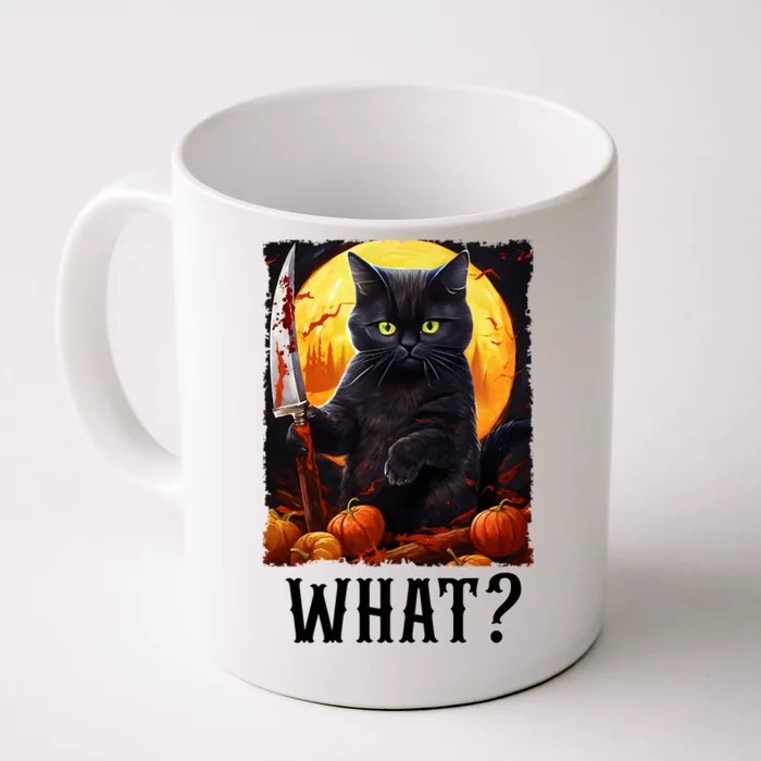 Cat What Starry Night Black Cat With Knife Halloween Costume Meaningful Gift Front & Back Coffee Mug