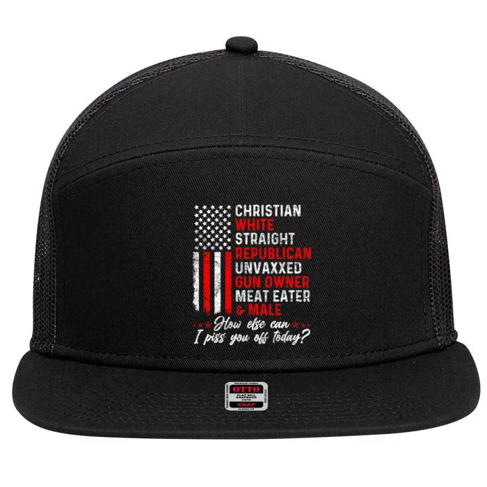 Christian White Straight Republican Unvaxxed Gun Owner Meat 7 Panel Mesh Trucker Snapback Hat