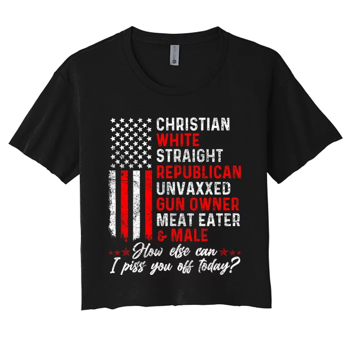 Christian White Straight Republican Unvaxxed Gun Owner Meat Women's Crop Top Tee