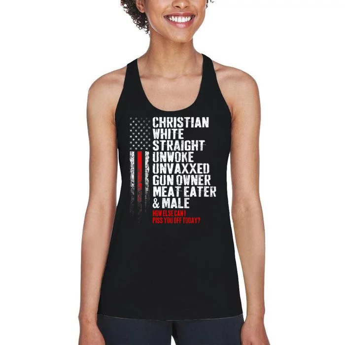 Christian White Straight Republican Unvaxxed Gun Owner Meat Women's Racerback Tank