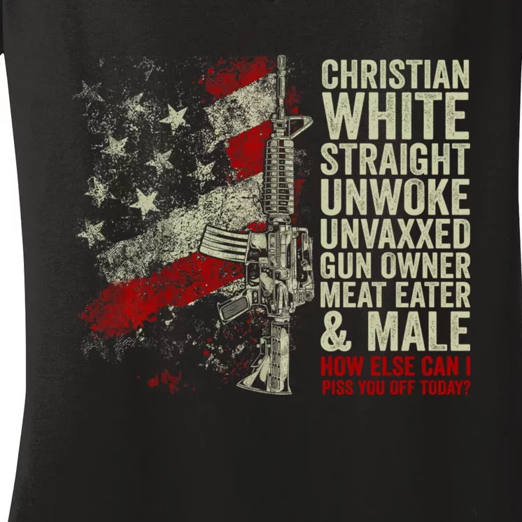 Christian White Straight Republican Unvaxxed Gun Owner Meat Women's V-Neck T-Shirt