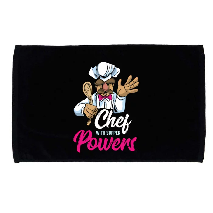 Chef With Supper Powers Funny Culinary Chef Cooking Pun Gift Microfiber Hand Towel