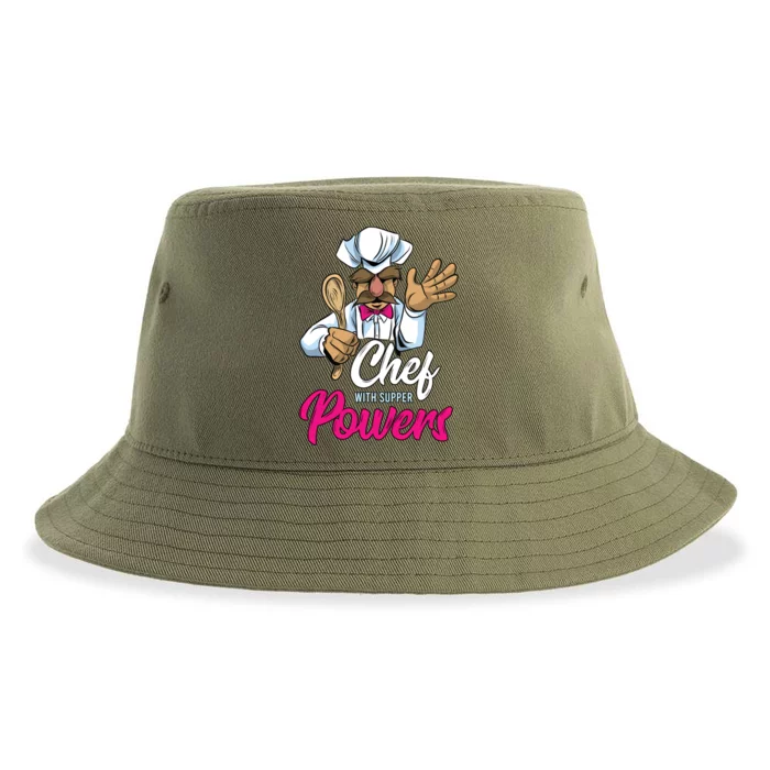 Chef With Supper Powers Funny Culinary Chef Cooking Pun Gift Sustainable Bucket Hat