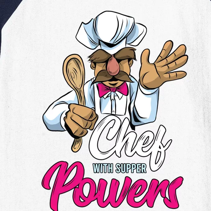 Chef With Supper Powers Funny Culinary Chef Cooking Pun Gift Baseball Sleeve Shirt