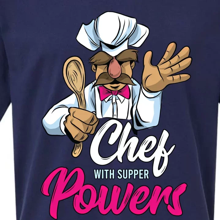 Chef With Supper Powers Funny Culinary Chef Cooking Pun Gift Sueded Cloud Jersey T-Shirt