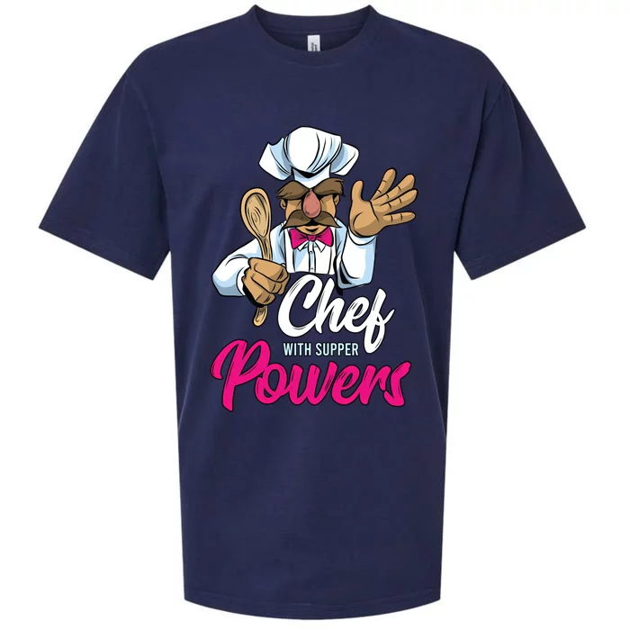 Chef With Supper Powers Funny Culinary Chef Cooking Pun Gift Sueded Cloud Jersey T-Shirt