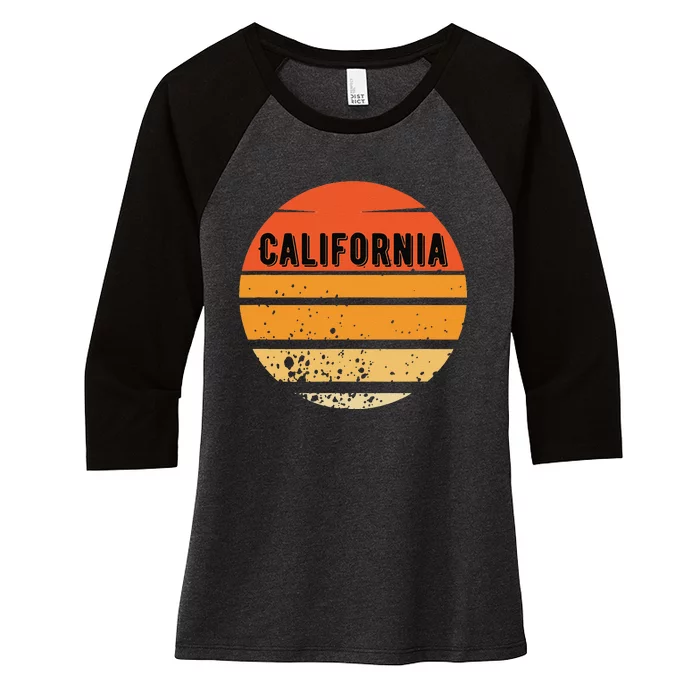 California With Sun Graphic Women's Tri-Blend 3/4-Sleeve Raglan Shirt