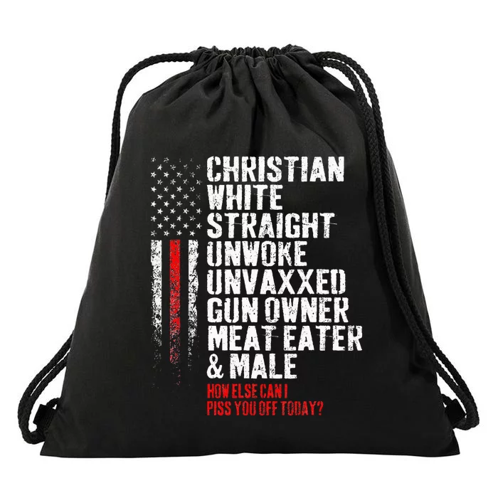 Christian White Straight Unwoke Unvaxxed Gun Owner Drawstring Bag