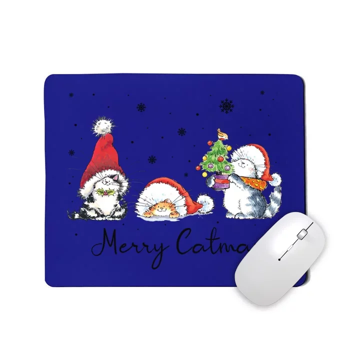 Cats With Santa Hat Merry Catmas Cat Lover Christmas Gift Cool Gift Mousepad