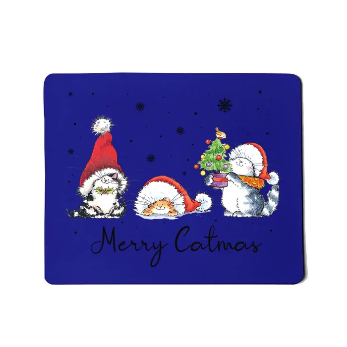 Cats With Santa Hat Merry Catmas Cat Lover Christmas Gift Cool Gift Mousepad