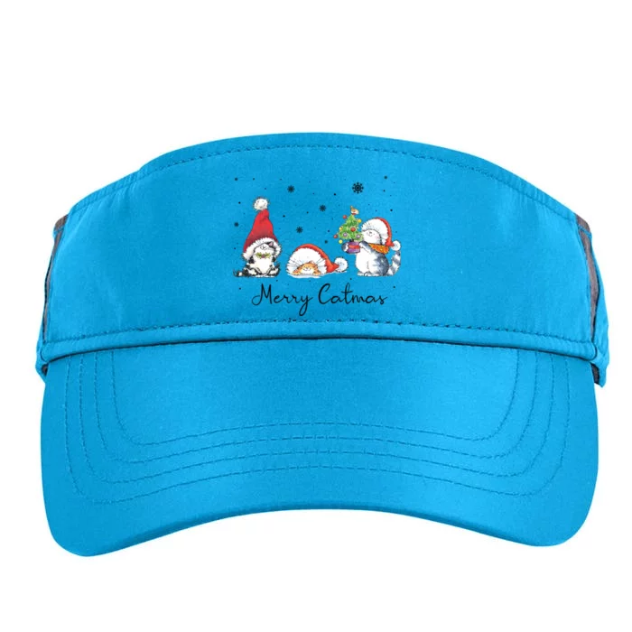 Cats With Santa Hat Merry Catmas Cat Lover Christmas Gift Cool Gift Adult Drive Performance Visor