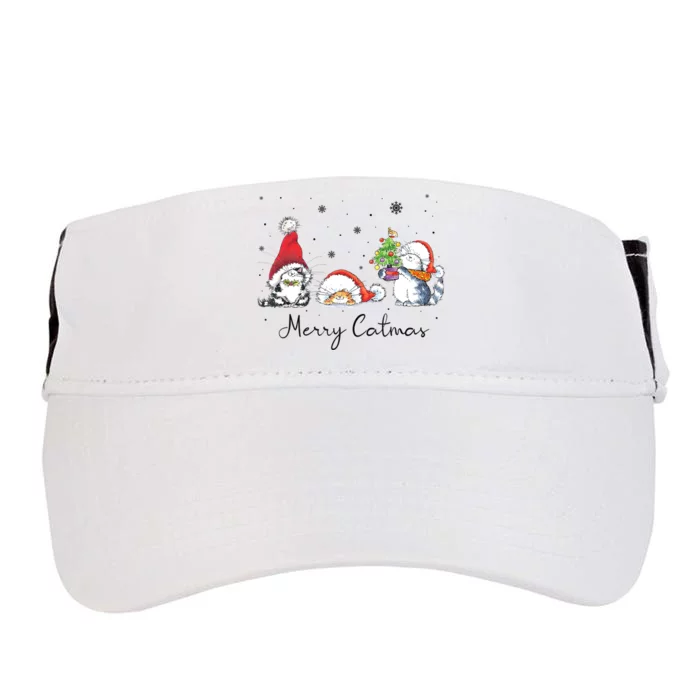 Cats With Santa Hat Merry Catmas Cat Lover Christmas Gift TShirt Adult Drive Performance Visor