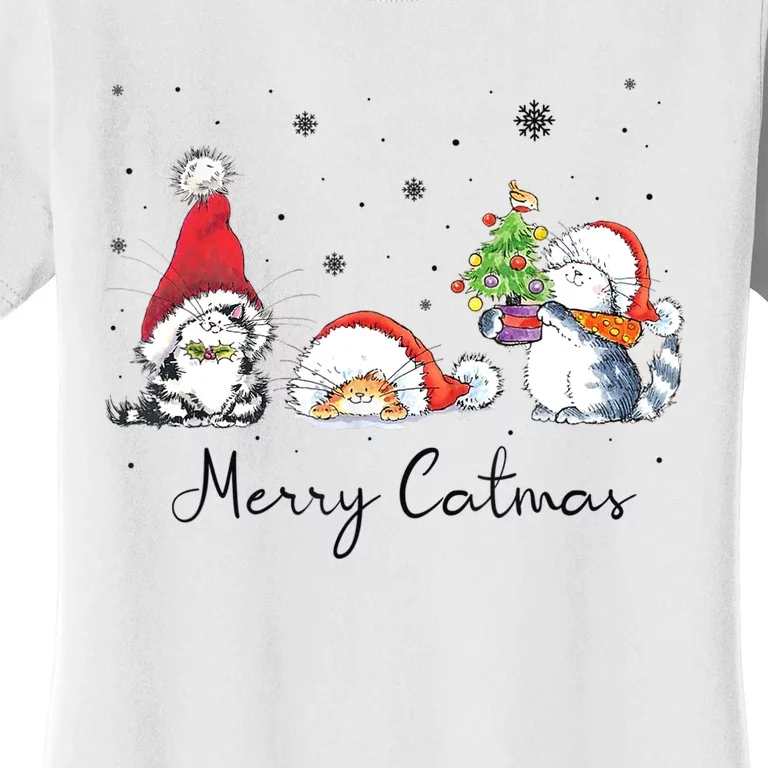 Cats With Santa Hat Merry Catmas Cat Lover Christmas Gift TShirt Women's T-Shirt