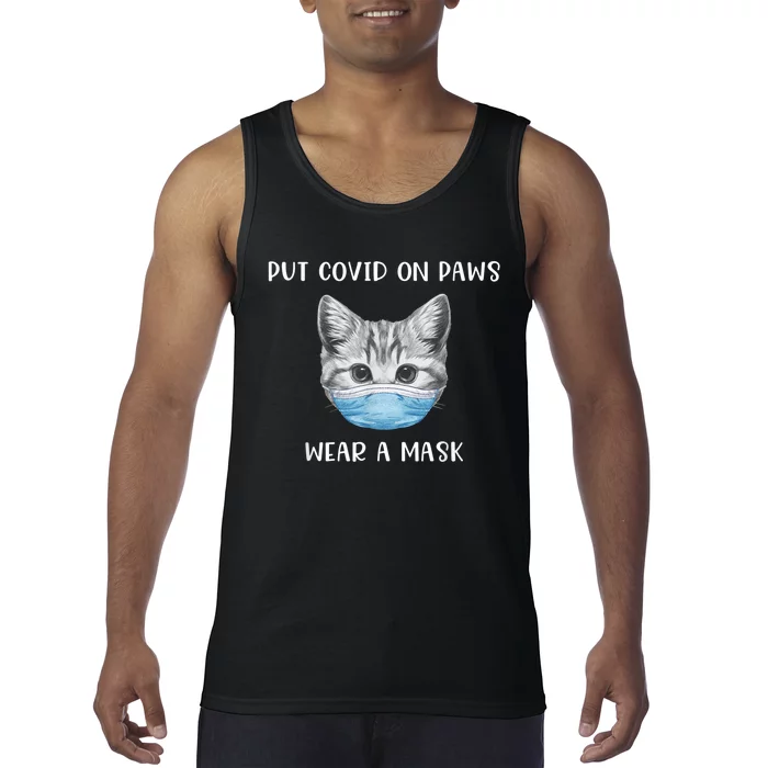 Cat Wearing Surgical Face Mask Promask Quarantine Kitty Tank Top