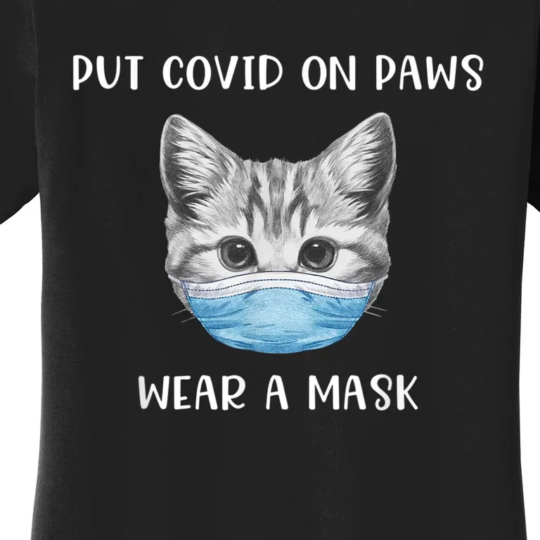 Cat Wearing Surgical Face Mask Promask Quarantine Kitty Women's T-Shirt