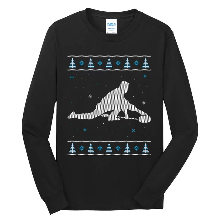 Curling Winter Sport Ugly Christmas Style Design Gift Tall Long Sleeve T-Shirt