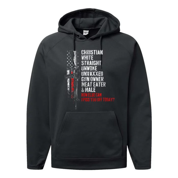 Christian White Straight Unwoke Unvaxxed Gun Owner Performance Fleece Hoodie