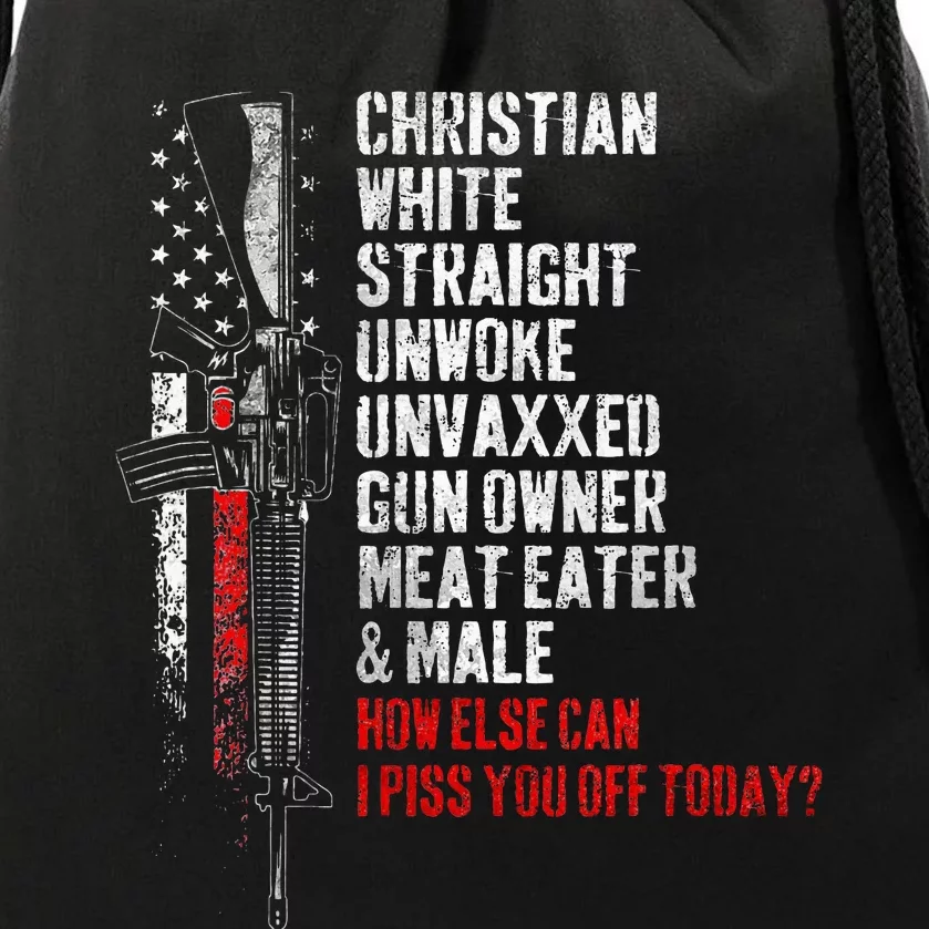 Christian White Straight Unwoke Unvaxxed Gun Owner Drawstring Bag