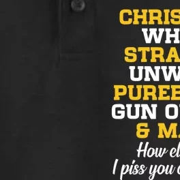 Christian White Straight Unwoke Pureblood Gun Owner & Male Dry Zone Grid Performance Polo