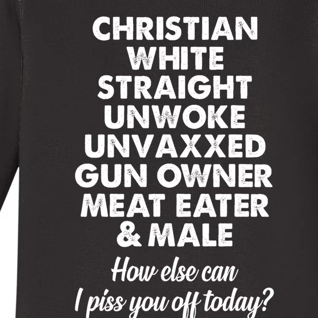 Christian White Straight Unwoke Unvaxxed Gun Owner Baby Long Sleeve Bodysuit