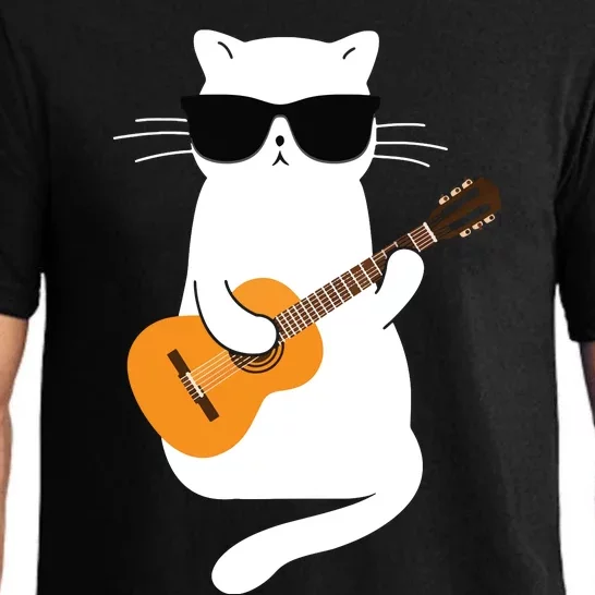 Cat Wearing Sunglasses Playing Guitar Guitarist Pajama Set