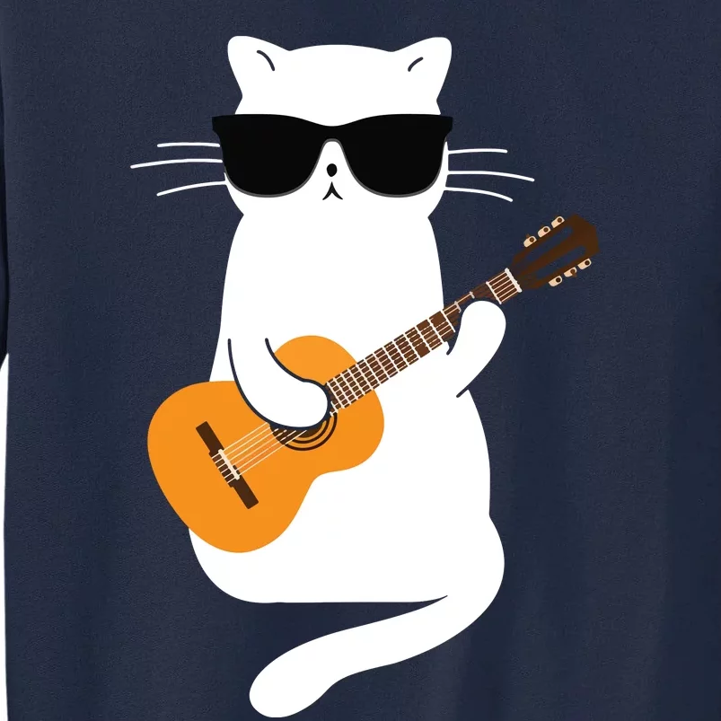 Cat Wearing Sunglasses Playing Guitar Guitarist Tall Sweatshirt