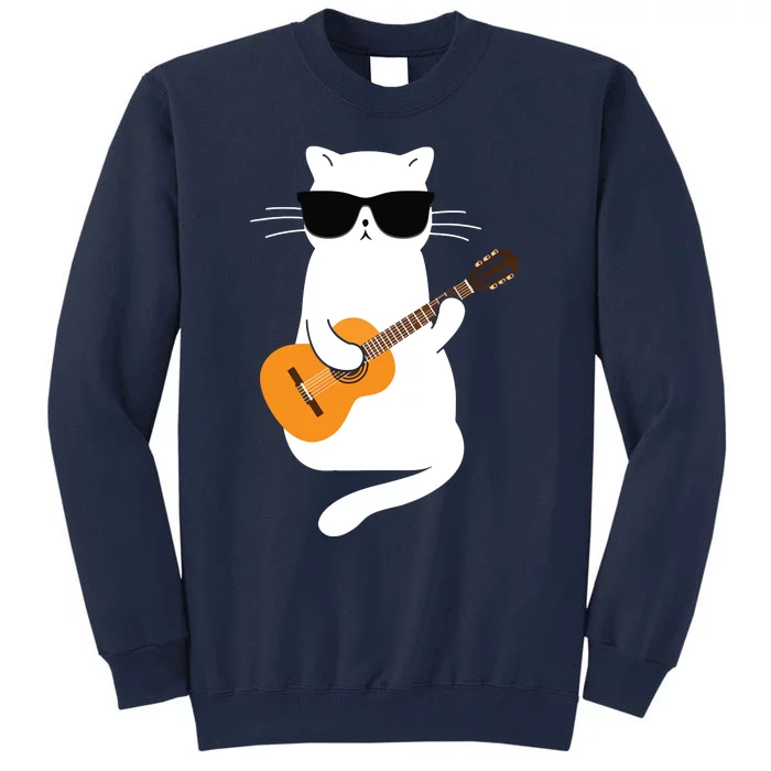 Cat Wearing Sunglasses Playing Guitar Guitarist Tall Sweatshirt